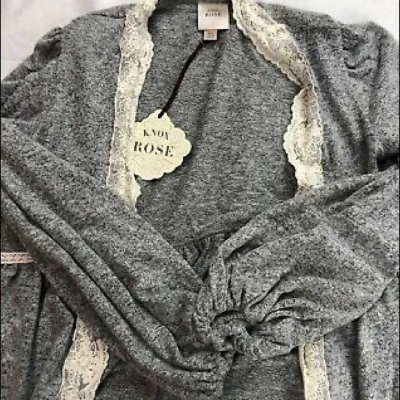 🏹 Boho Heather Grey &amp; Cream Lacy Layering Kimono