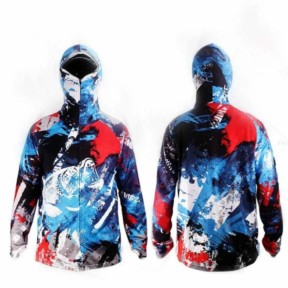 2023 Fishing Shirt Jacket Ice Silk Quick Dry Sports Clothing Sun Anti-uv Breathable Fishing Hooded Clothes
