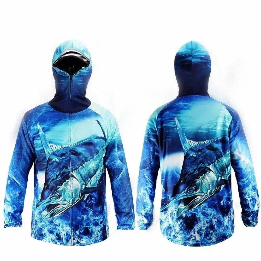 2023 Fishing Shirt Jacket Ice Silk Quick Dry Sports Clothing Sun Anti-uv Breathable Fishing Hooded Clothes
