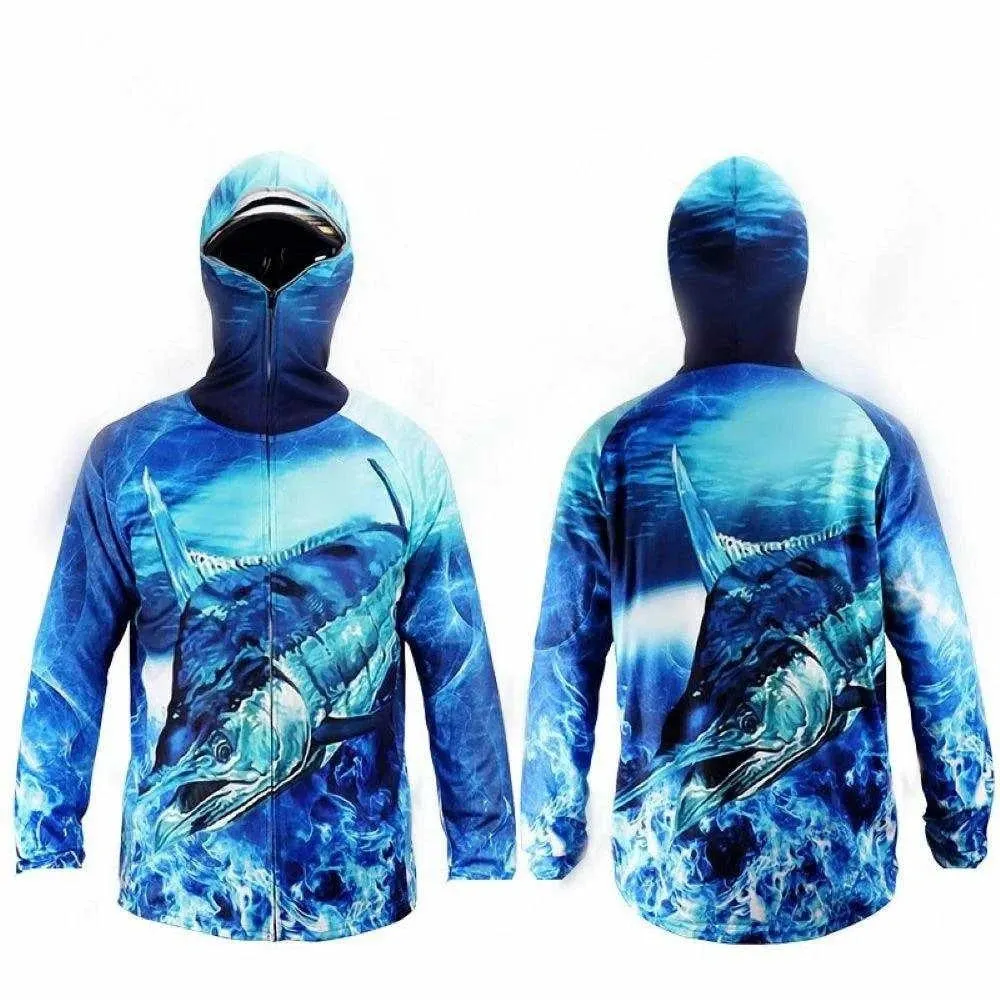 2023 Fishing Shirt Jacket Ice Silk Quick Dry Sports Clothing Sun Anti-uv Breathable Fishing Hooded Clothes