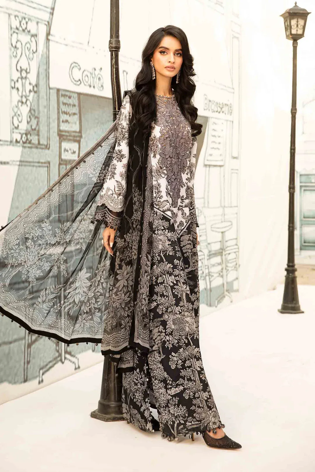 3 Piece Unstitched Embroidered Lawn Suit | MPT-2608-B