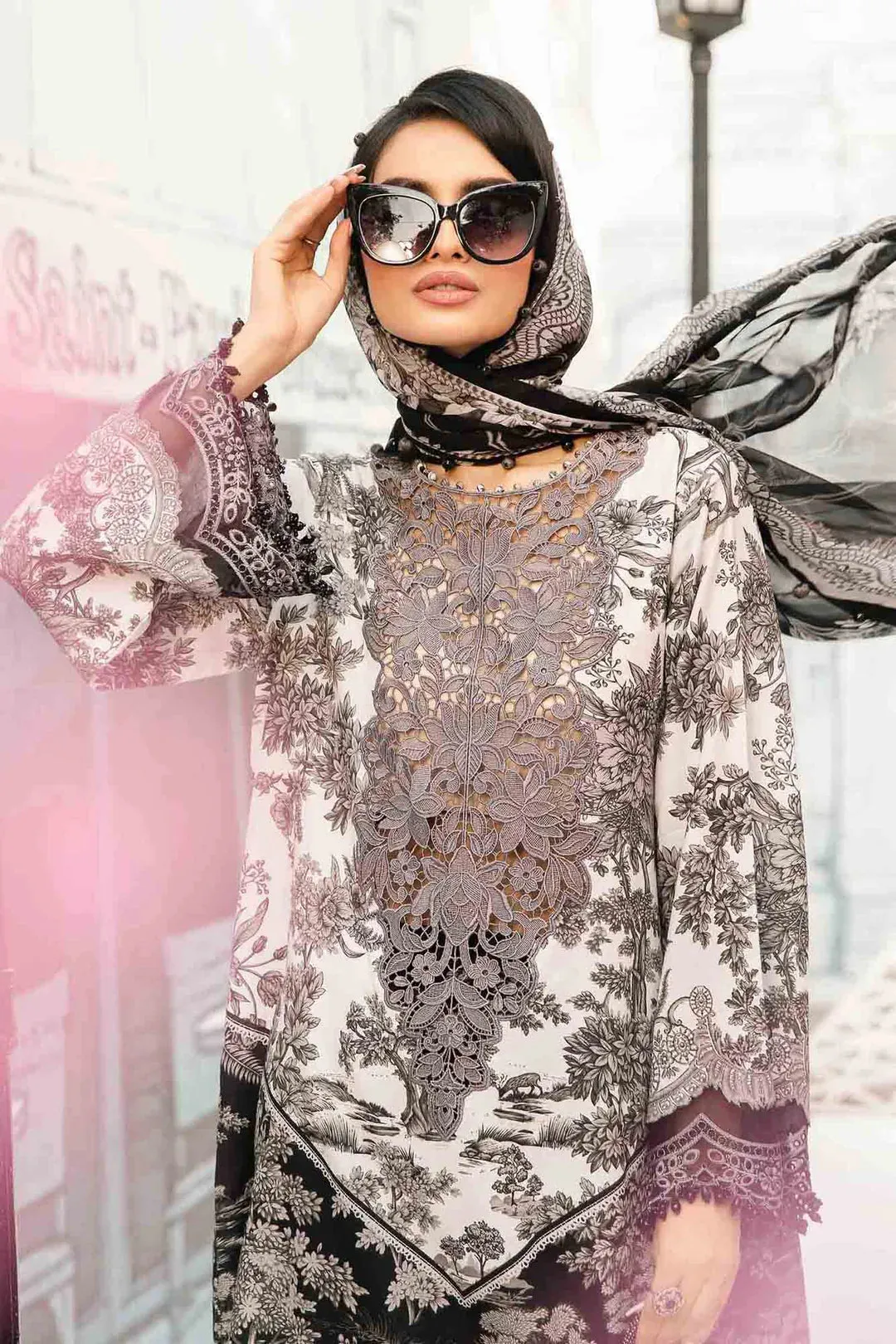3 Piece Unstitched Embroidered Lawn Suit | MPT-2608-B