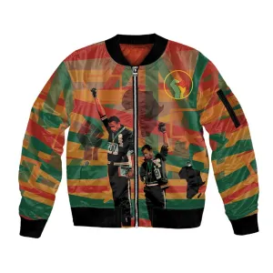 African American 1968 Sleeve Zip Bomber Jacket Black Power Fists of Freedom DT03