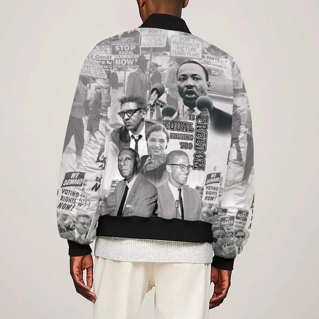 African-American History Month Sleeve Zip Bomber Jacket Civil Rights Leaders LT15