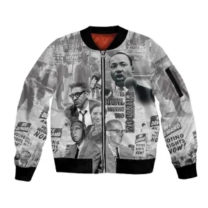 African-American History Month Sleeve Zip Bomber Jacket Civil Rights Leaders LT15