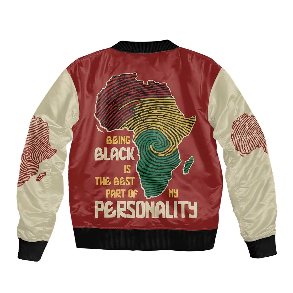 African Map Fingerprint Sleeve Zip Bomber Jacket Being Black Is The Best Part Of My Personality DT03