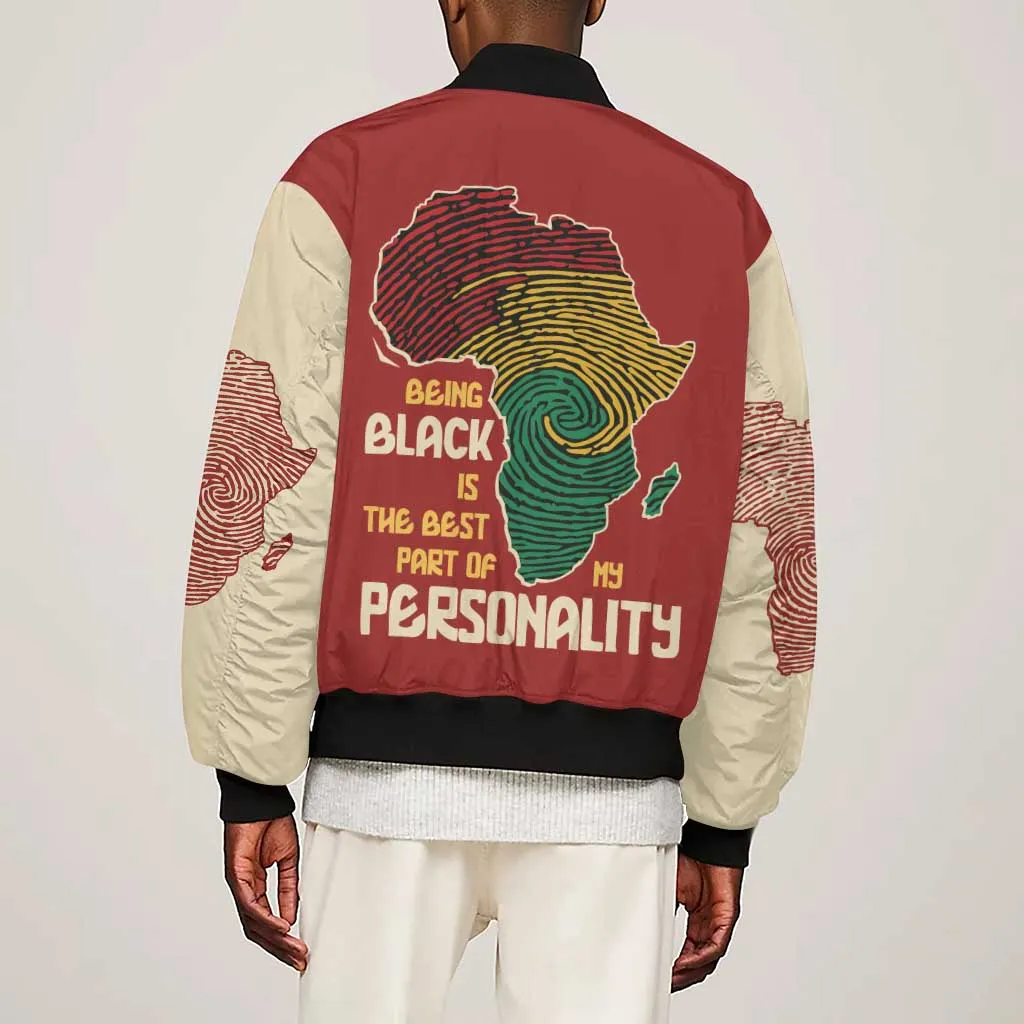 African Map Fingerprint Sleeve Zip Bomber Jacket Being Black Is The Best Part Of My Personality DT03