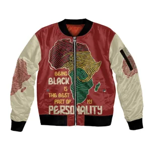 African Map Fingerprint Sleeve Zip Bomber Jacket Being Black Is The Best Part Of My Personality DT03