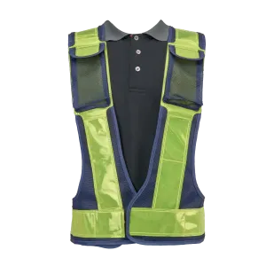Al-Gard MVB1 Blue Mesh Safety Muscle Vest with Green Reflective Strips