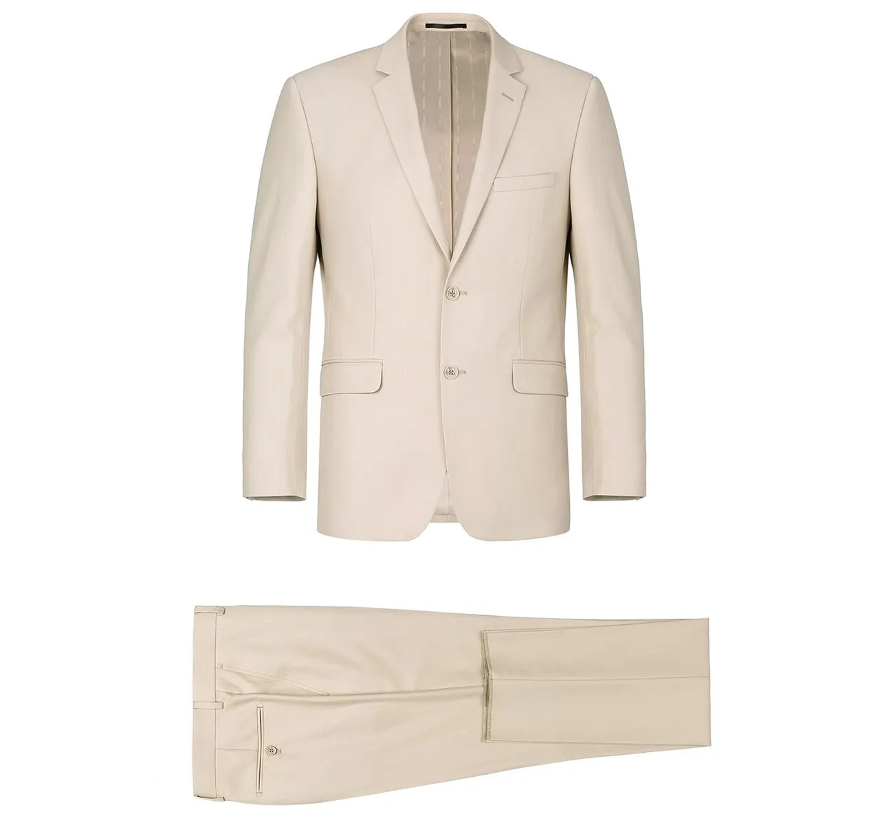 Alessandro Vitello by Renoir Beige 2-Piece Slim Fit Single Breasted Notch Lapel Suit 201-3