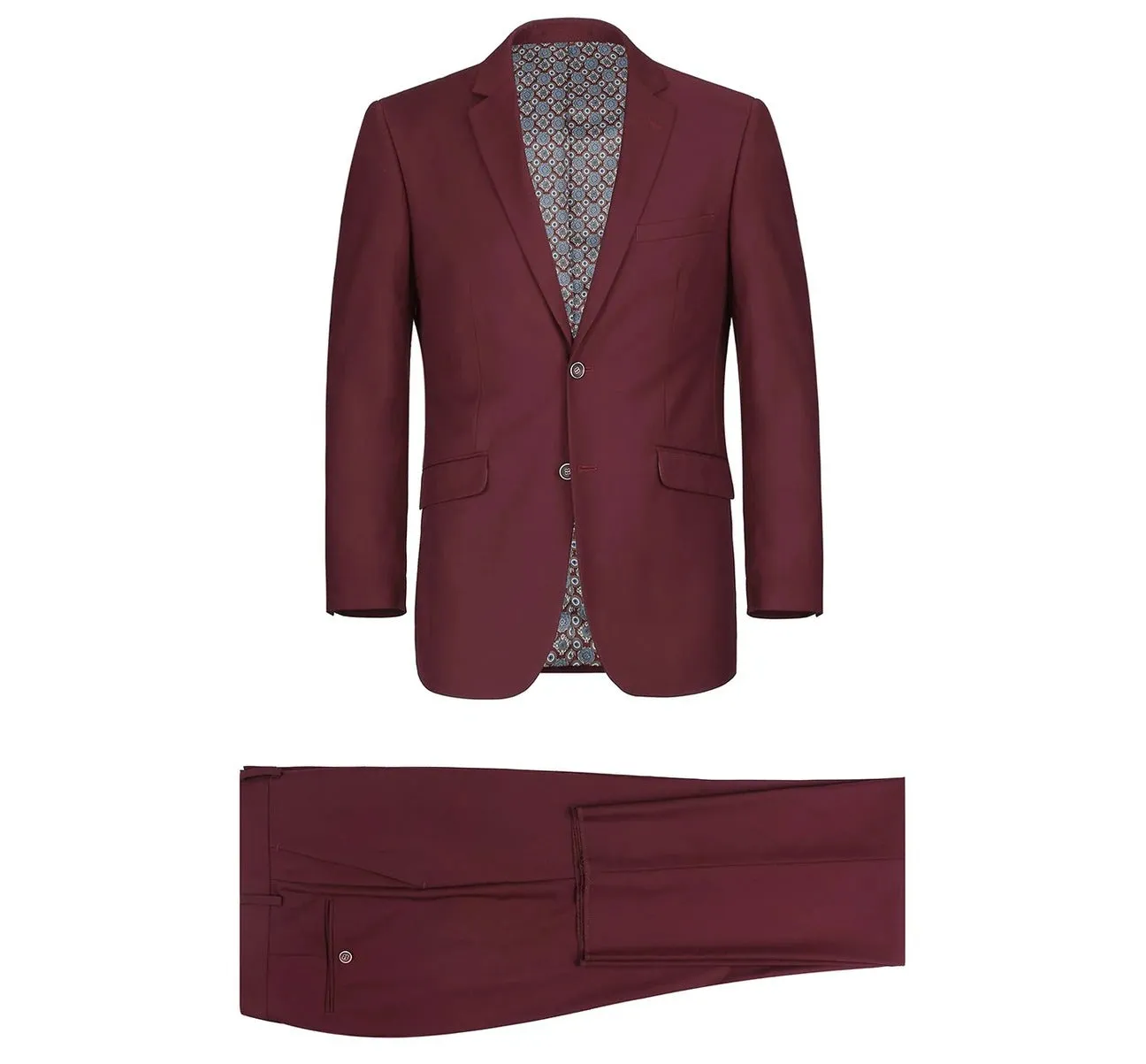 Alessandro Vitello by Renoir Burgundy 2-Piece Classic Fit Single Breasted Notch Lapel Suit 201-8