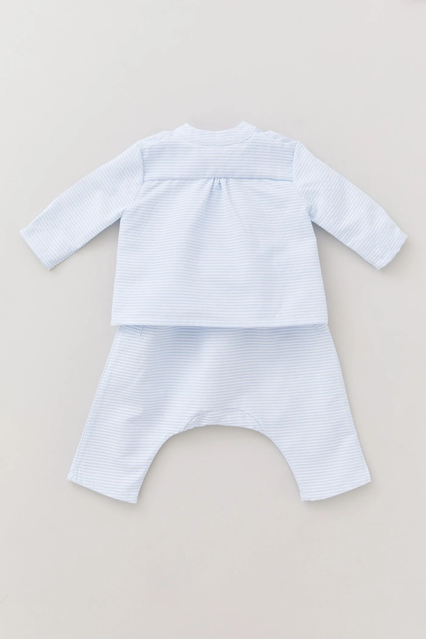 Apple Trousers Blue White Stripes Clouds