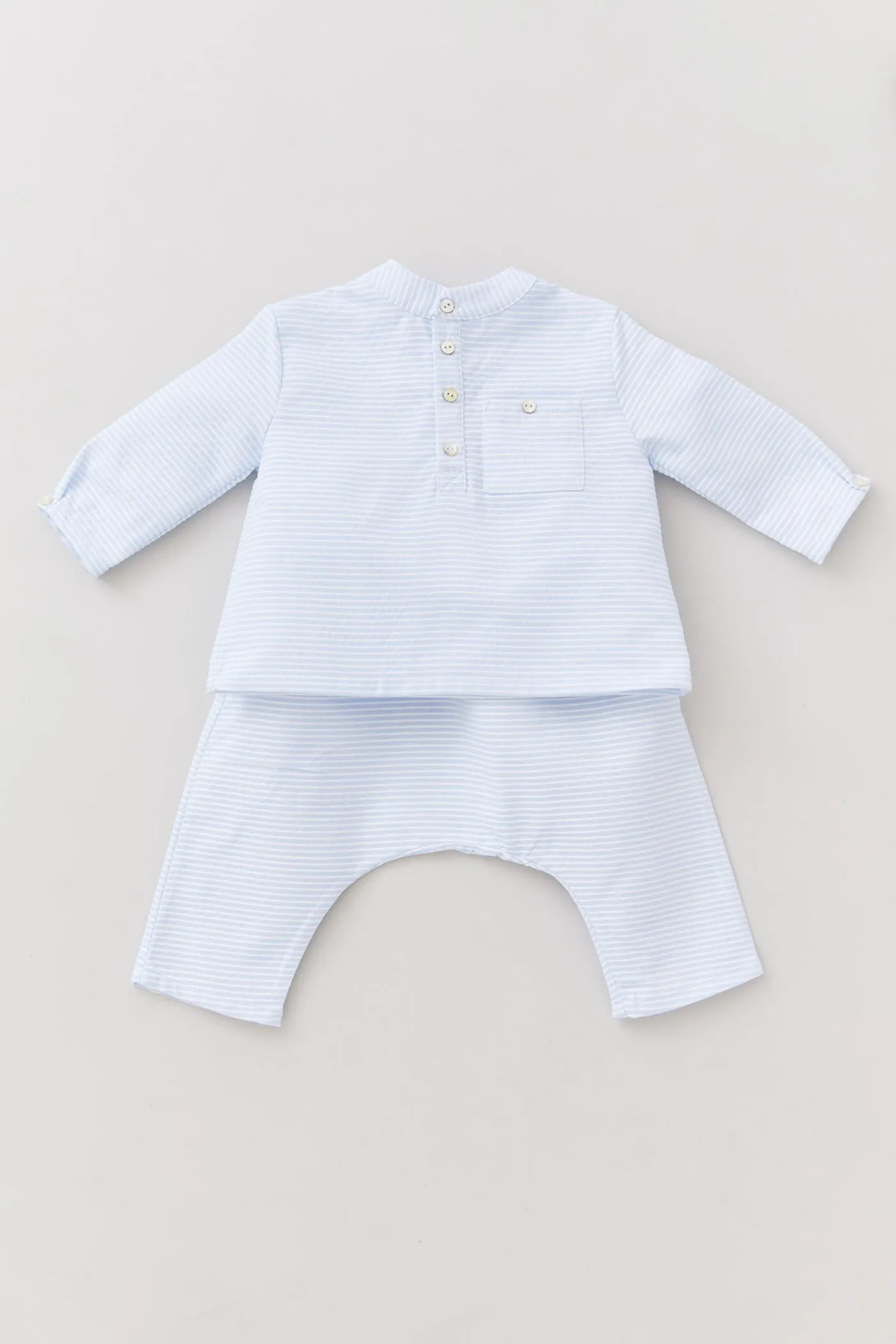 Apple Trousers Blue White Stripes Clouds