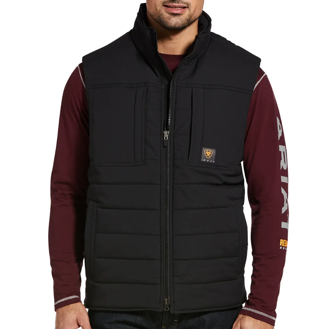 Ariat Mens Rebar Valiant Ripstop Insulated VEST - BLACK