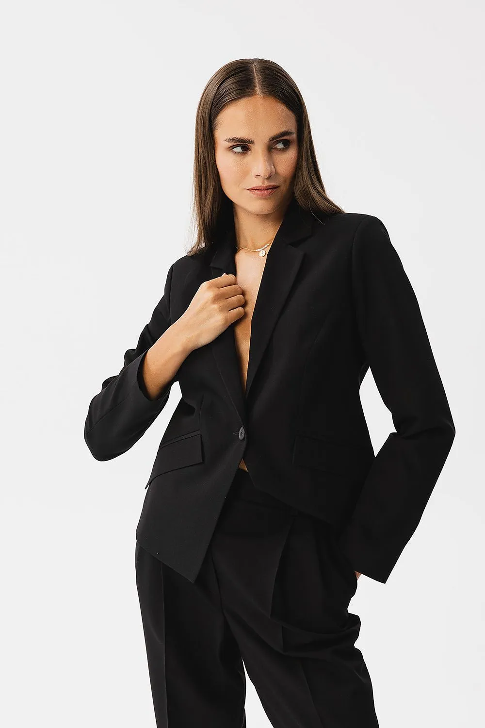 Asymmetrical Blazer with Single Button