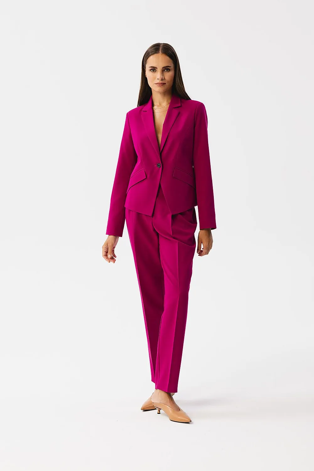 Asymmetrical Blazer with Single Button