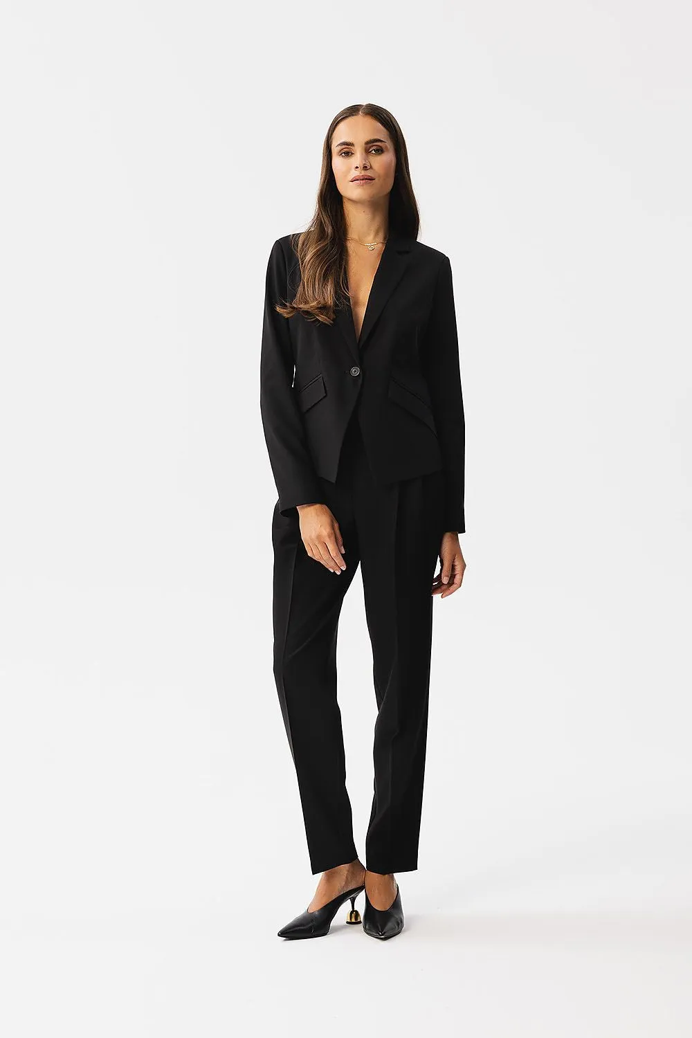 Asymmetrical Blazer with Single Button