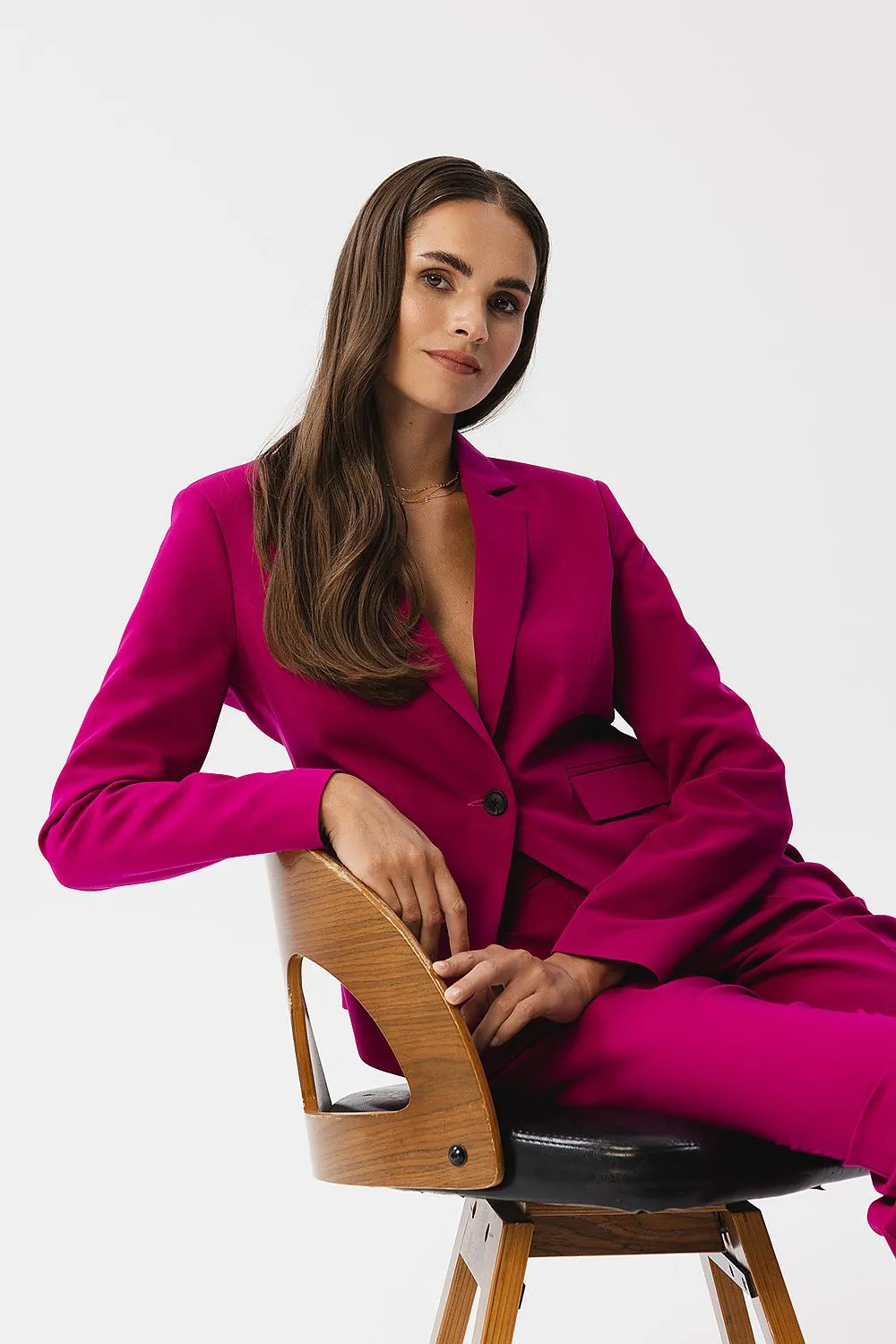 Asymmetrical Blazer with Single Button