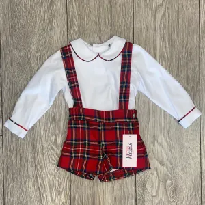 AW21 Naxos Baby Boys Red Tartan Shorts Set