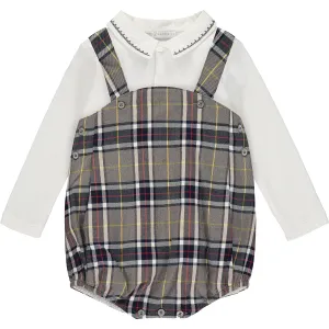 Baby Boy Grey & Blue Tartan Outfit Set