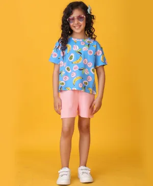 BANANA BERRY PINK SHORTS SET - BLUE/PINK