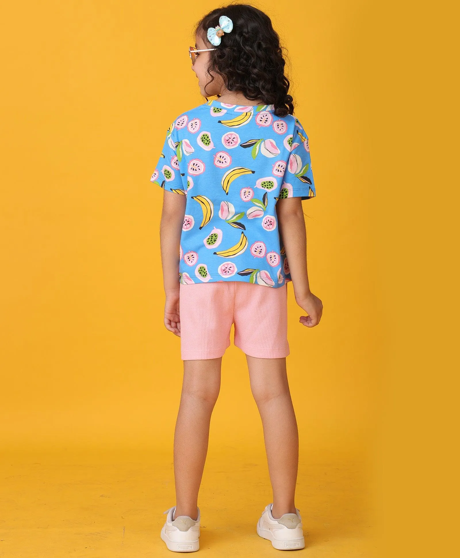 BANANA BERRY PINK SHORTS SET - BLUE/PINK
