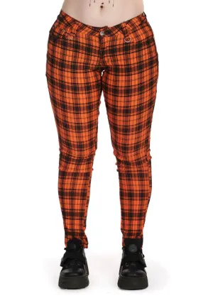 Banned Alternative Forever Check Trousers Orange Black
