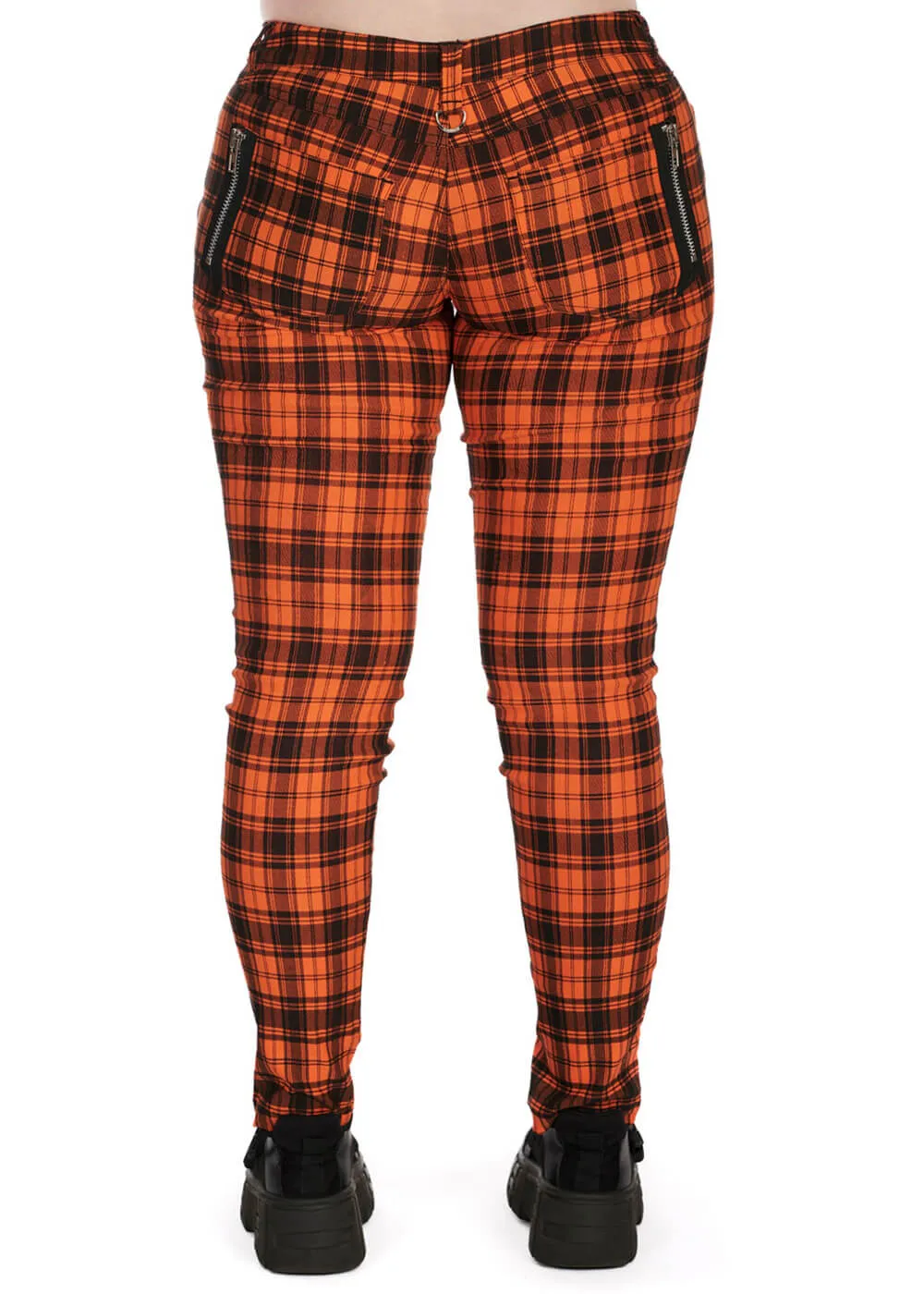 Banned Alternative Forever Check Trousers Orange Black