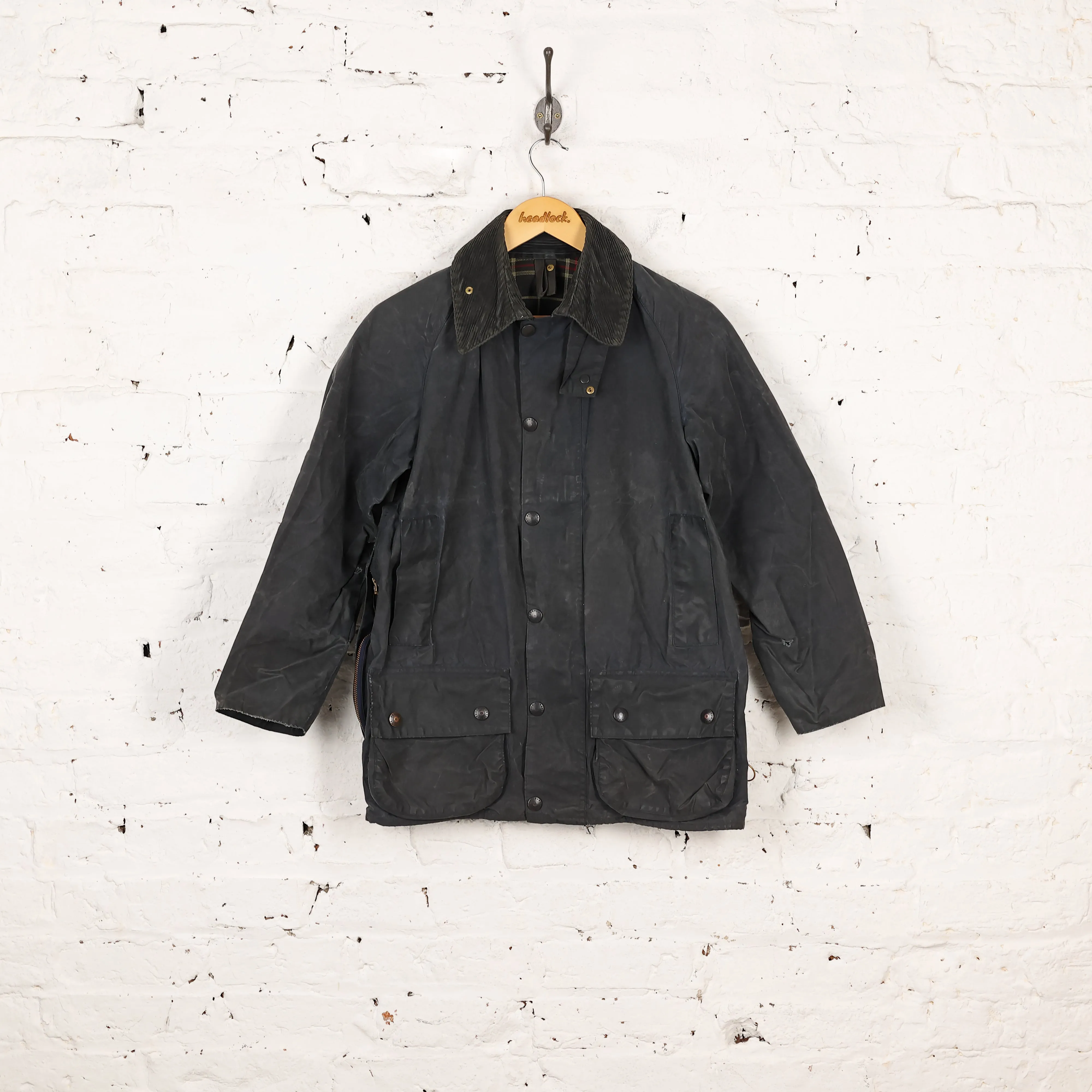 Barbour Beaufort Wax Jacket Coat - Blue - XS