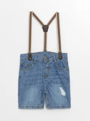 Basic Strappy Baby Boy Jean Shorts with Elastic Waist