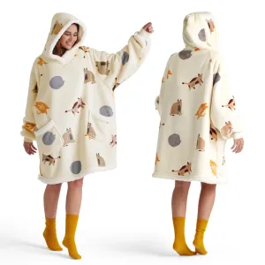 Bedsure Wearable Blanket Hoodie, Blanket Hoodies for Women Sherpa Hoodie as Gifts for Her Mom Girlfriend Kids, Hooded Blanket, Standard, Cat, Light Beige