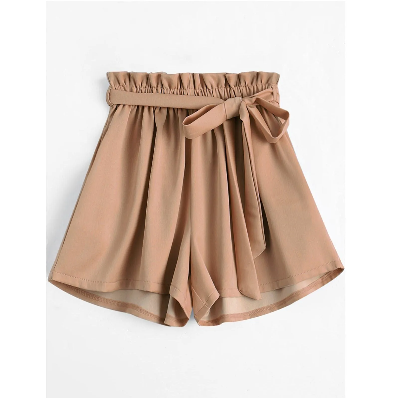 Belted Loose Elastic Waist Shorts
