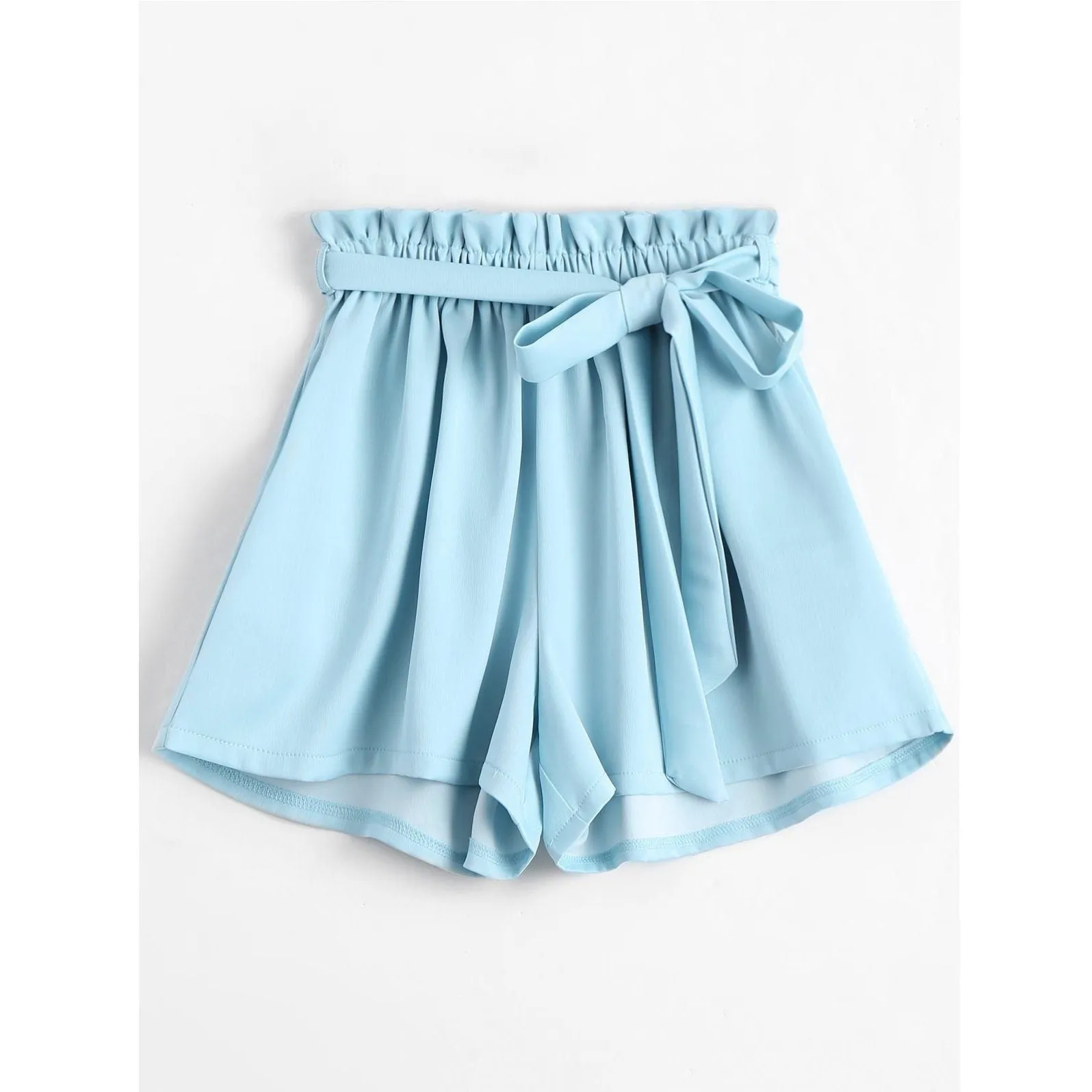 Belted Loose Elastic Waist Shorts