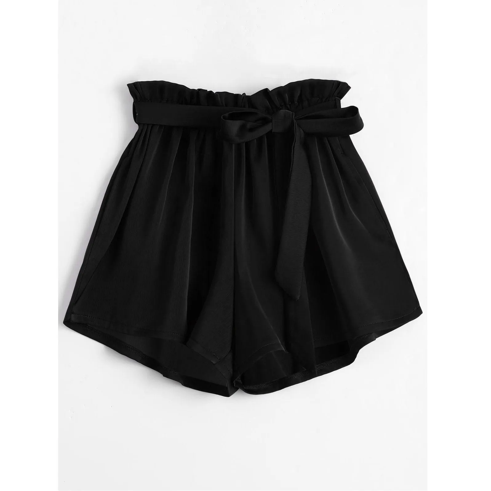 Belted Loose Elastic Waist Shorts