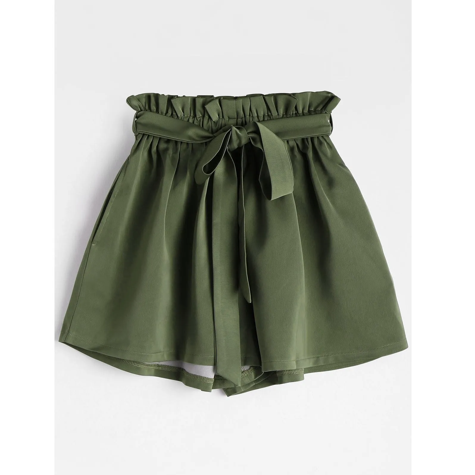 Belted Loose Elastic Waist Shorts