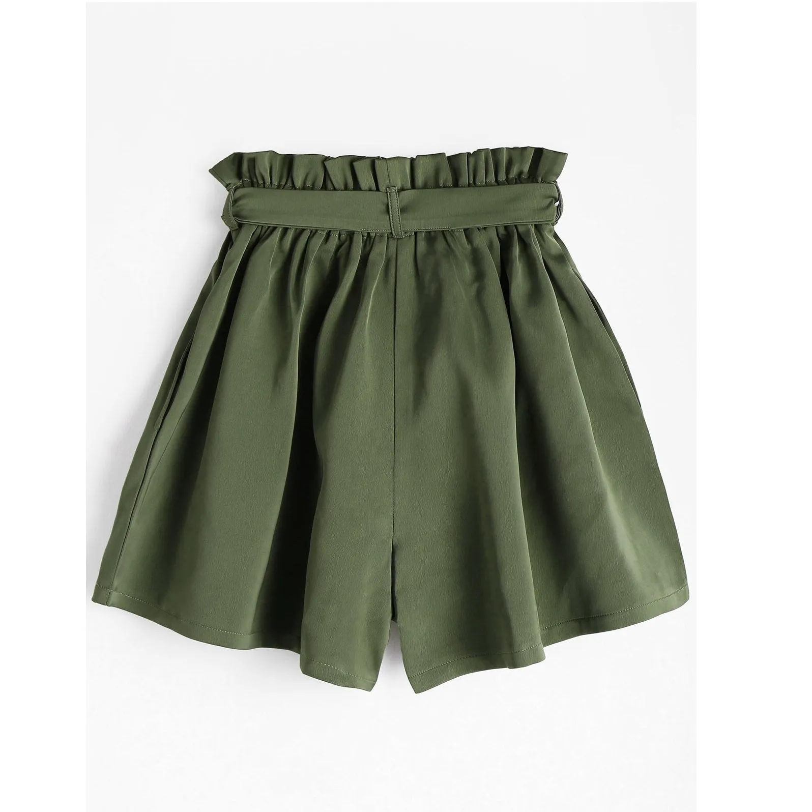 Belted Loose Elastic Waist Shorts