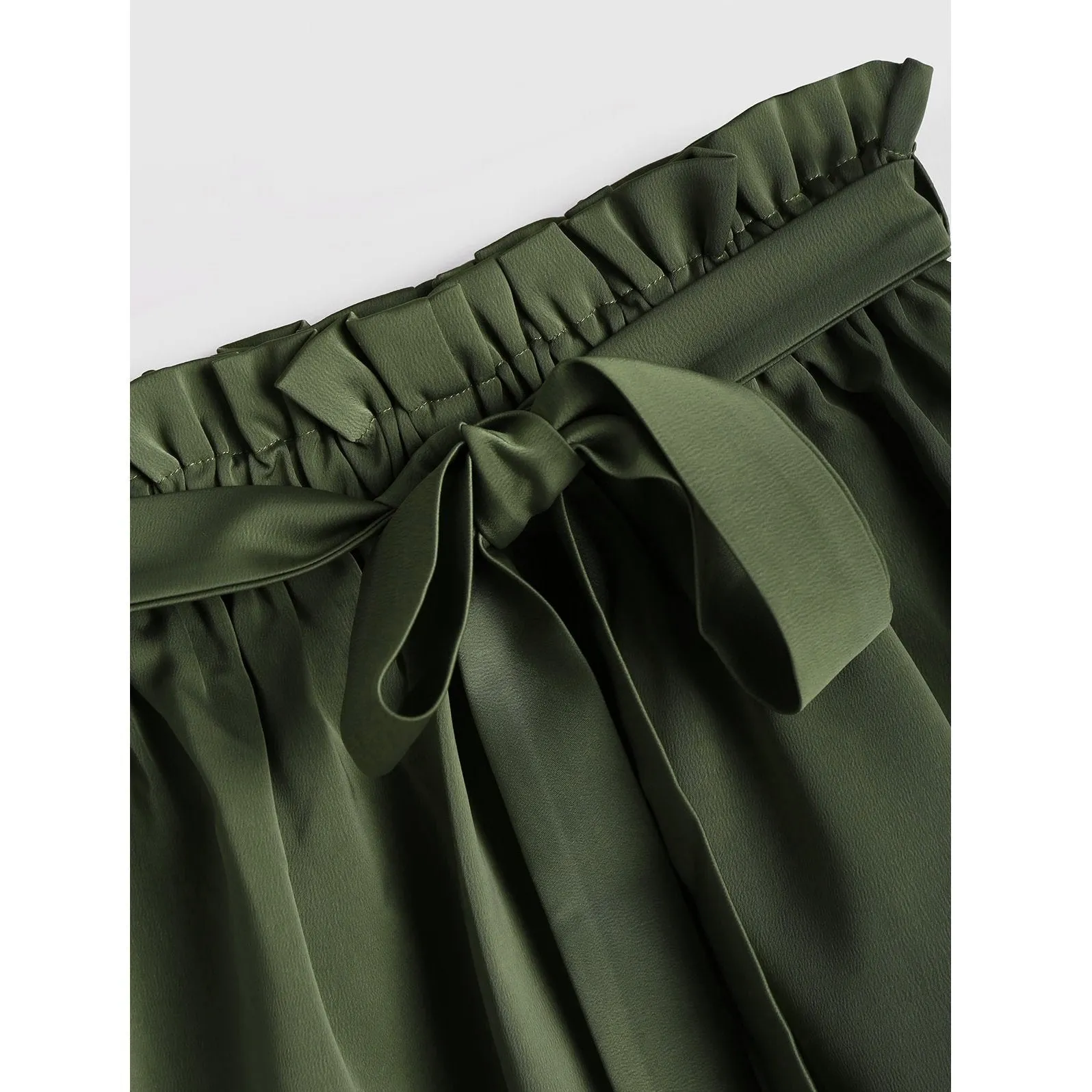 Belted Loose Elastic Waist Shorts
