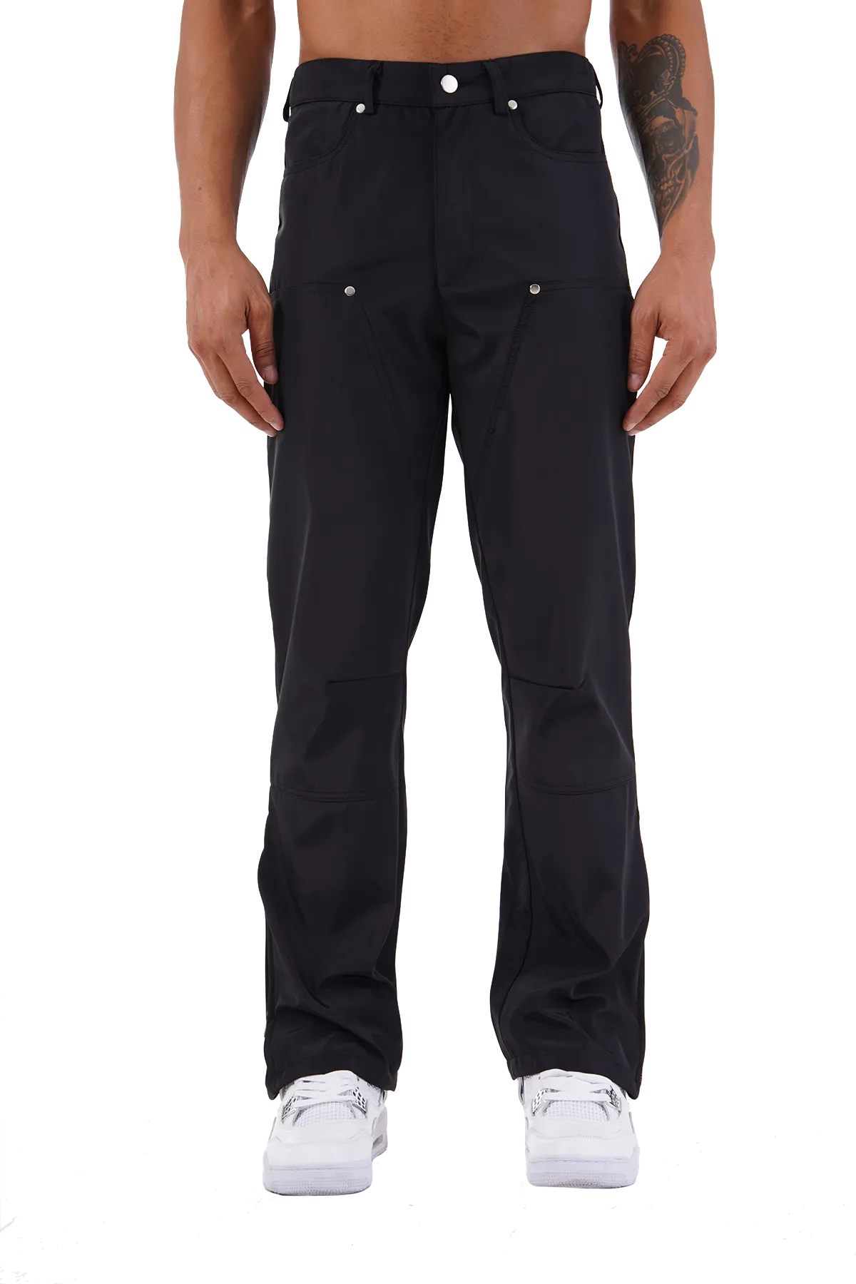 Black Cargo Popper Trousers