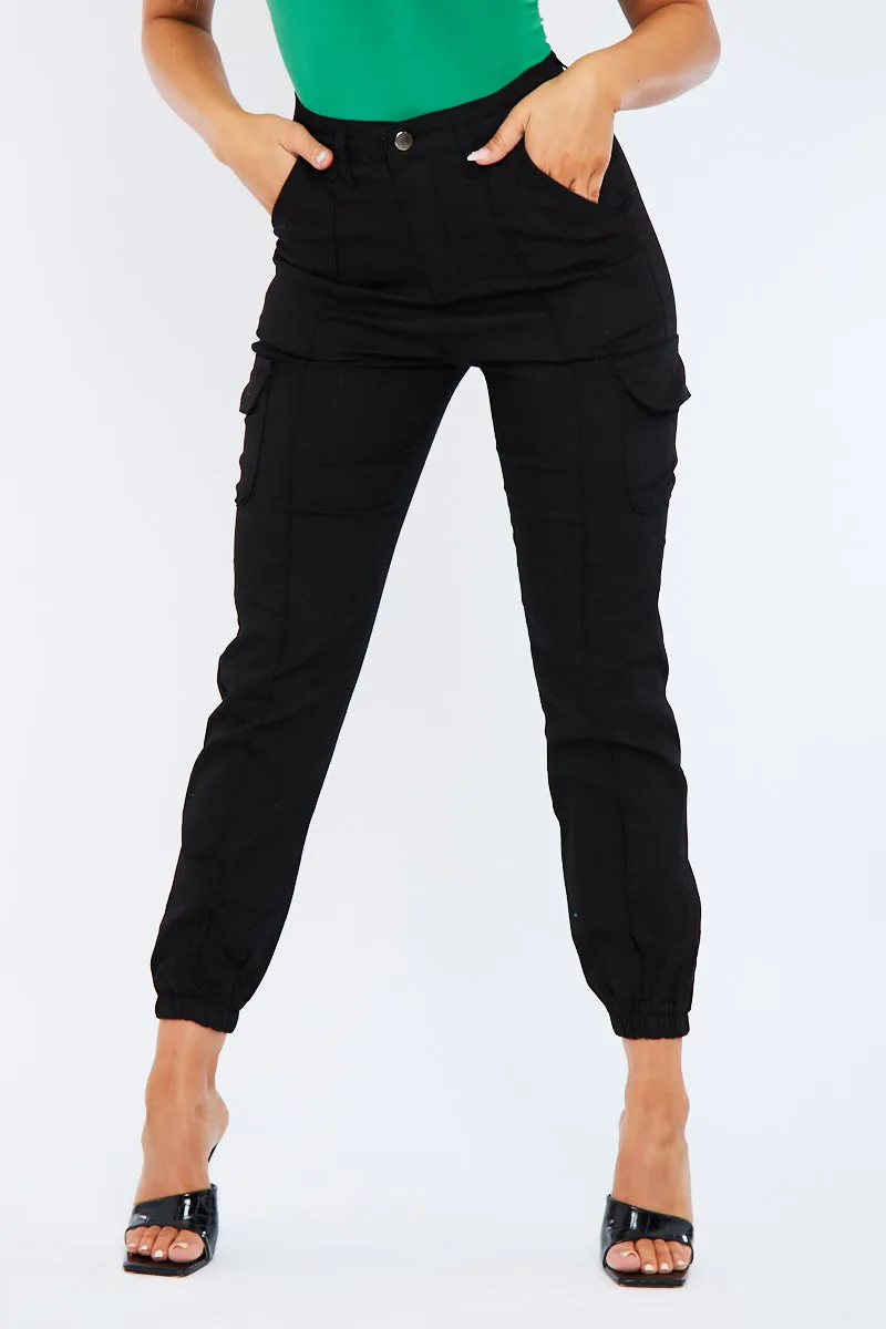 Black Cuffed Cargo Trousers - Genesis