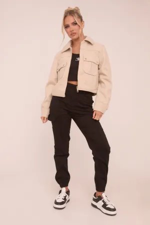 Black Cuffed Cargo Trousers - Genesis