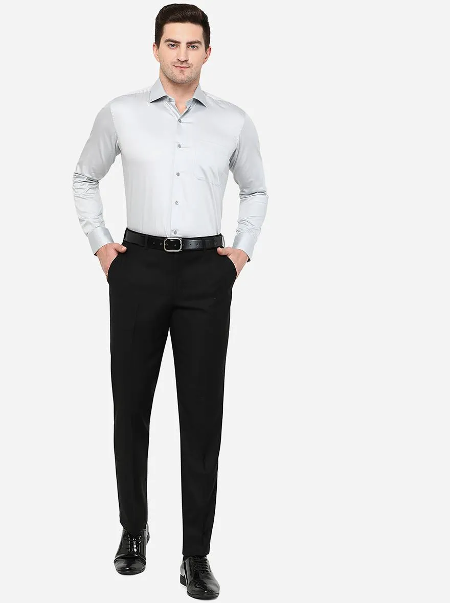 Black Solid Classic Fit Formal Trouser | JadeBlue