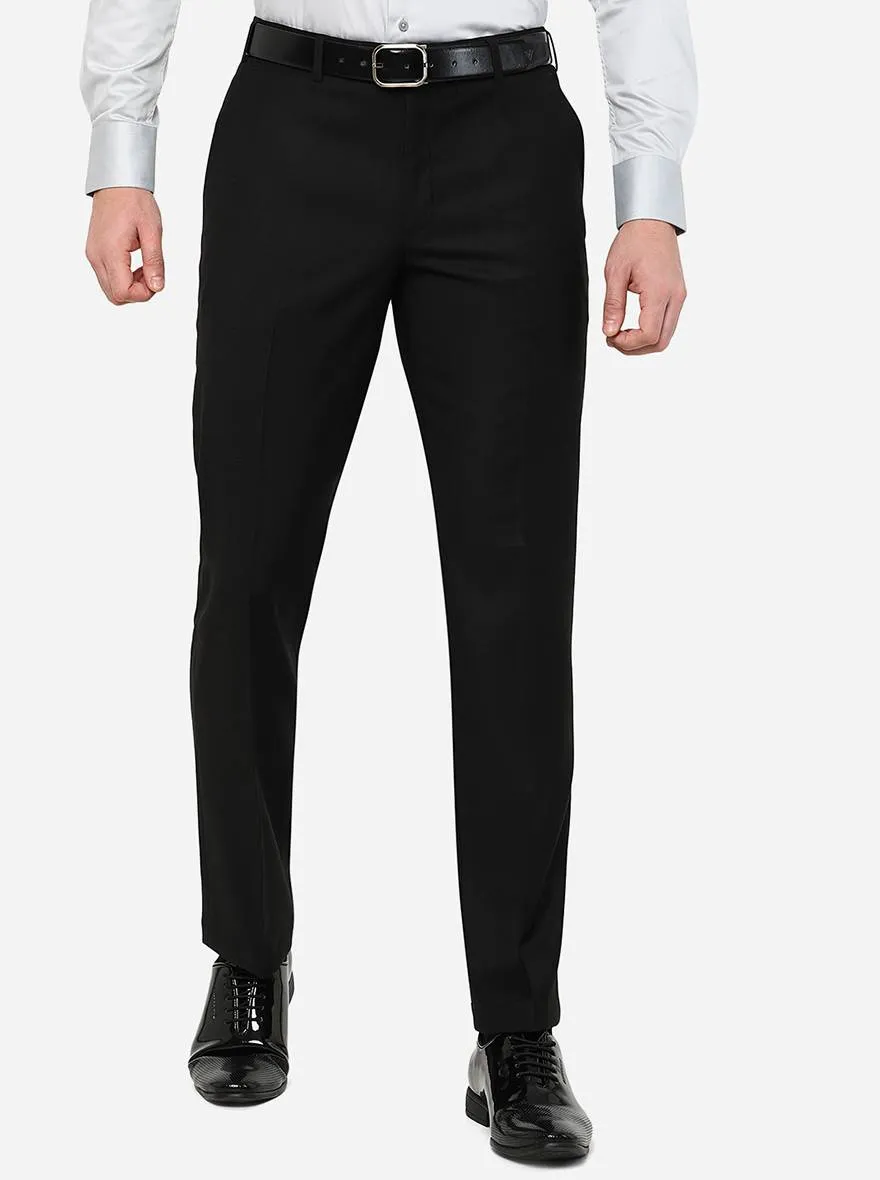 Black Solid Classic Fit Formal Trouser | JadeBlue