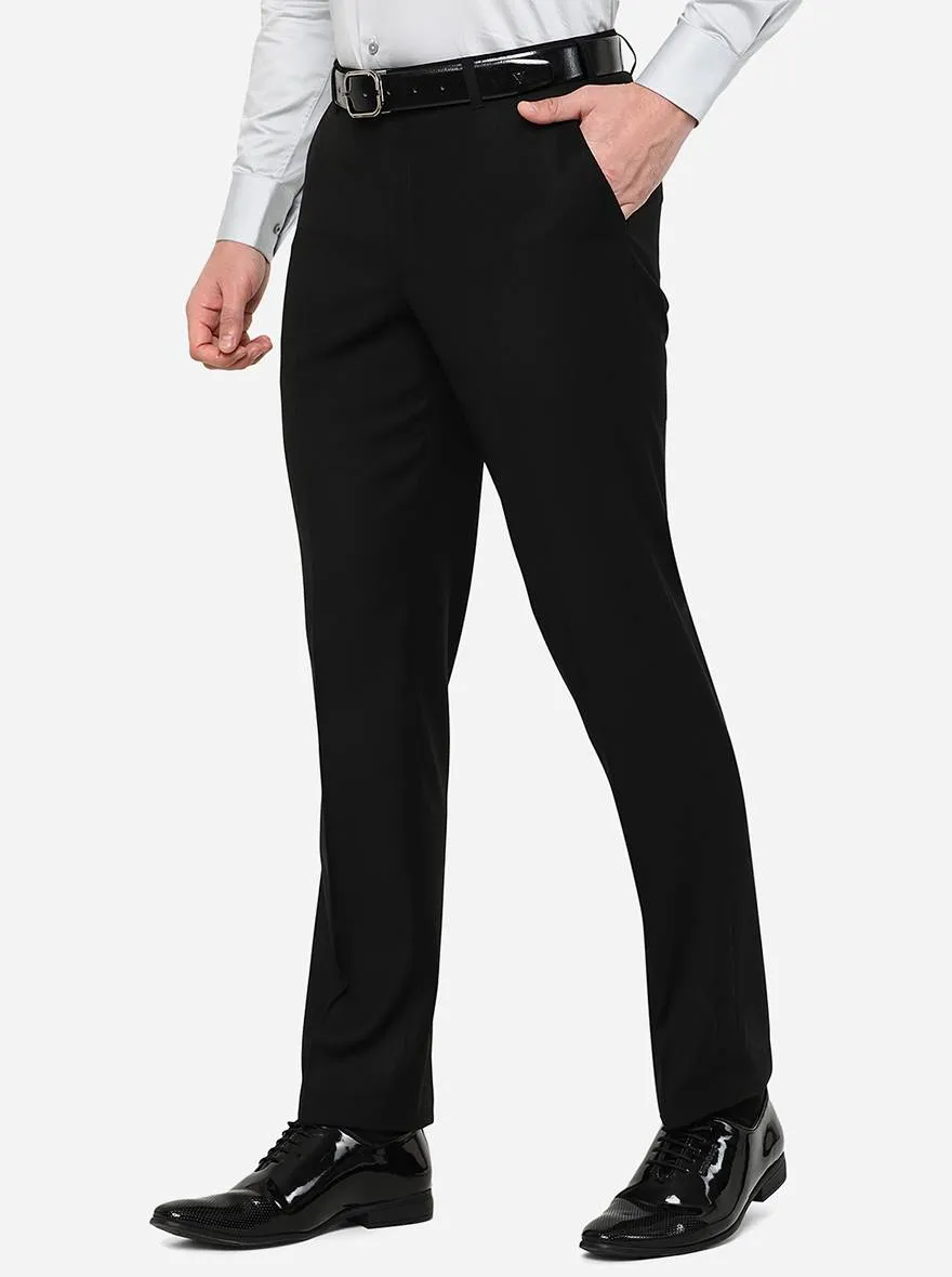 Black Solid Classic Fit Formal Trouser | JadeBlue