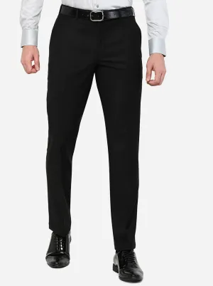 Black Solid Classic Fit Formal Trouser | JadeBlue