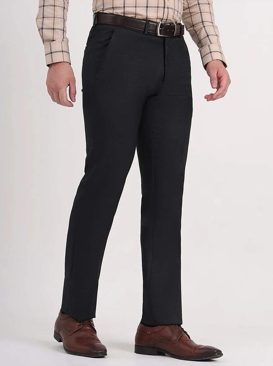 Black Solid Slim Fit Formal Trouser | Greenfibre