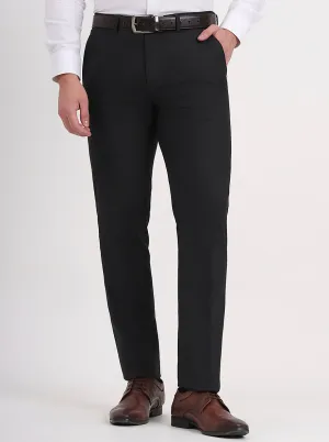 Black Solid Slim Fit Formal Trouser | Greenfibre