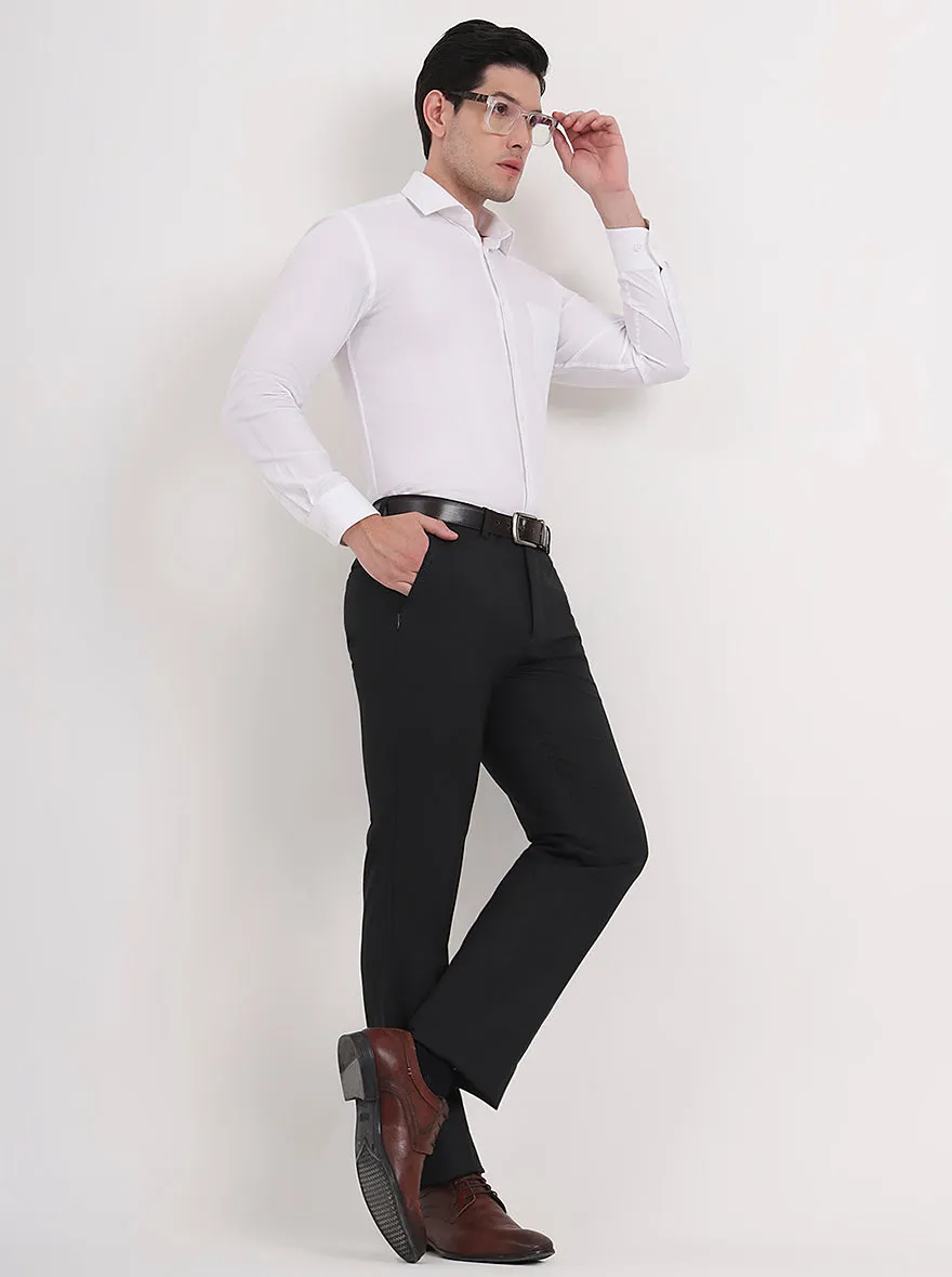 Black Solid Slim Fit Formal Trouser | Greenfibre