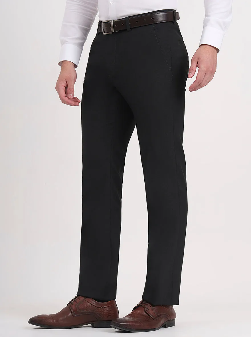 Black Solid Slim Fit Formal Trouser | Greenfibre