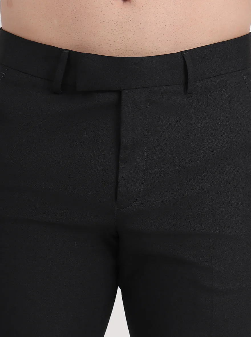 Black Solid Slim Fit Formal Trouser | Greenfibre