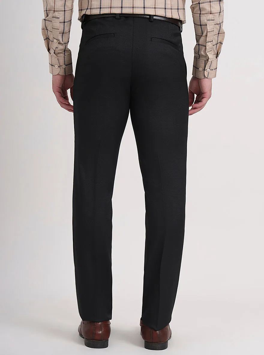 Black Solid Slim Fit Formal Trouser | Greenfibre